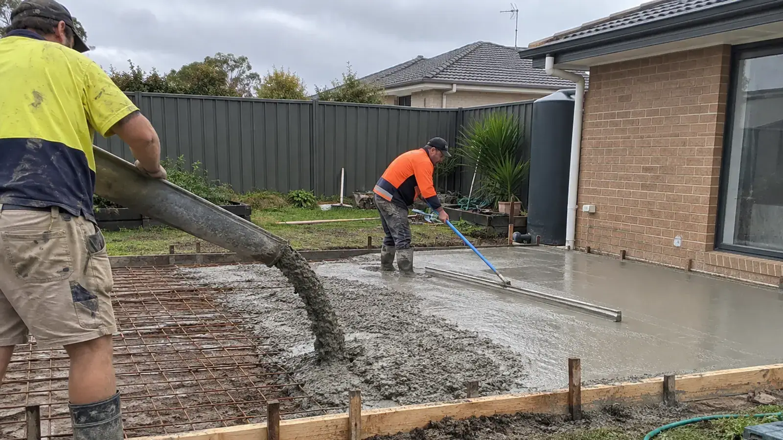 Aggregate forecourt and garden path complementing a regional Victorian brick house