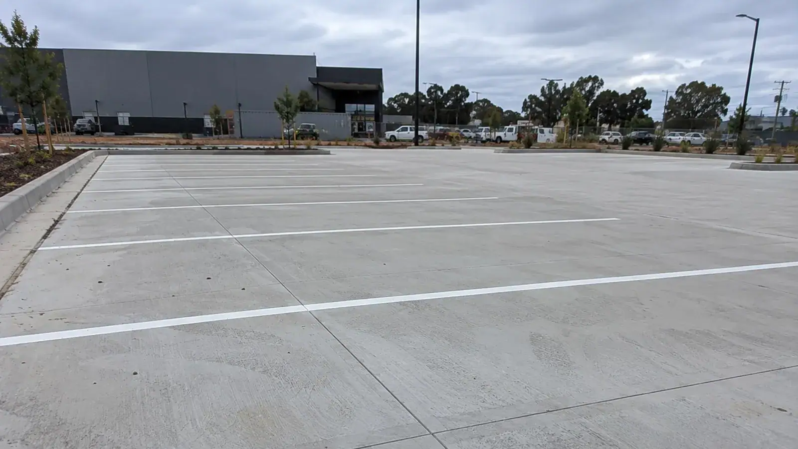 Line-marked concrete car park in Bendigo