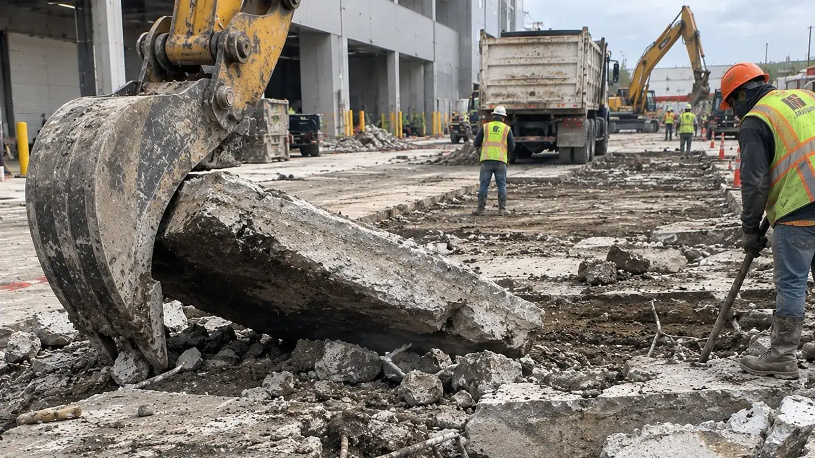 Old concrete being broken out and removed on a Bendigo property
