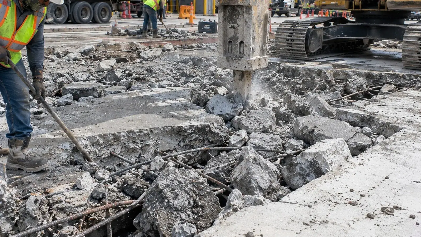 Broken concrete cleared from a Bendigo site