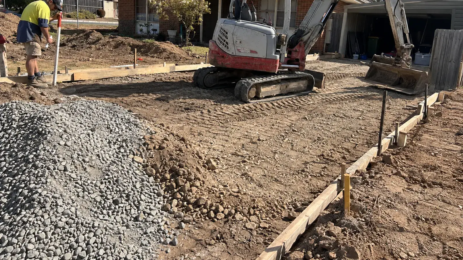 Freshly finished concrete slab on a building site