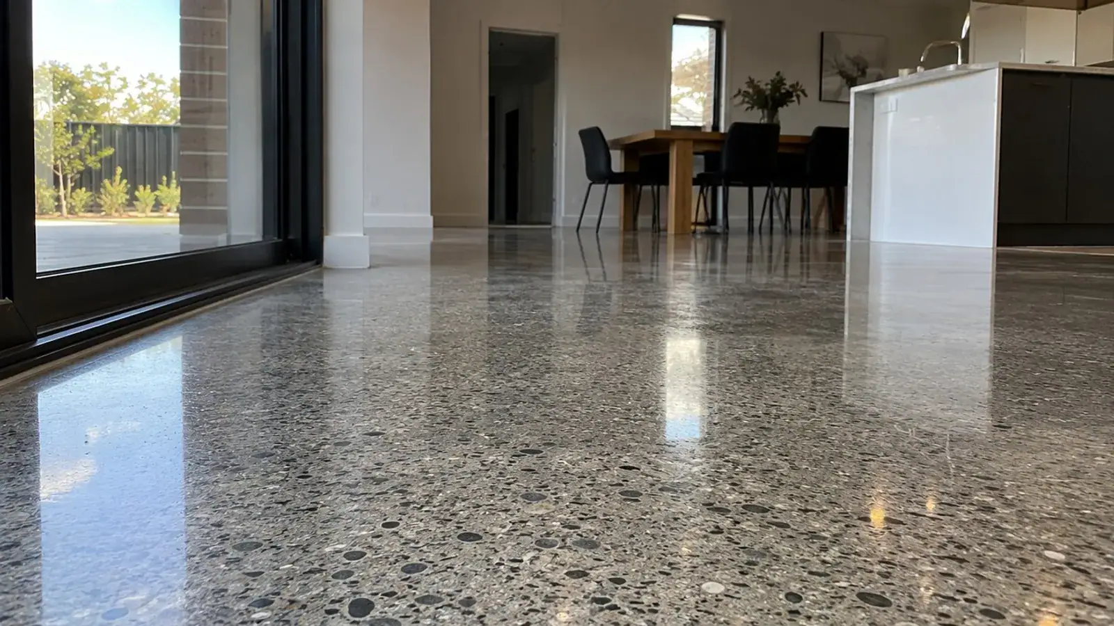 Polished concrete floor with a smooth sheen in Bendigo