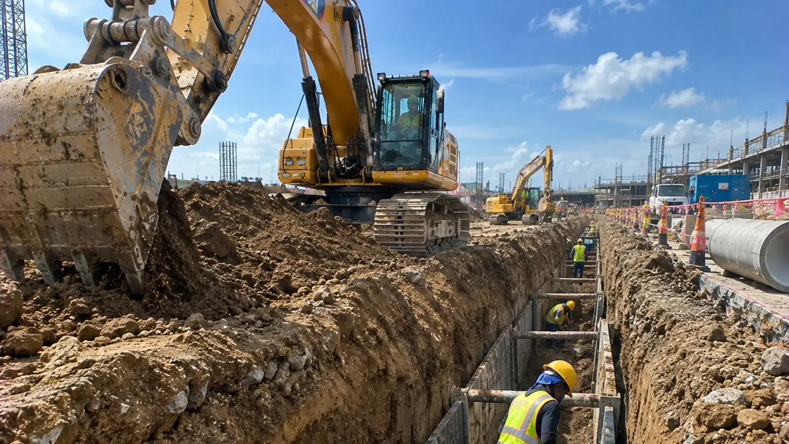 Trench dug for services on a Bendigo site